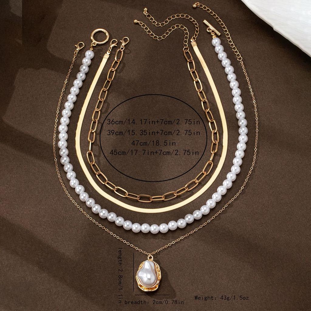 Retro Metal Snake Bone Chain, Special-shaped Imitation Pearl Necklace Set, Women's Banquet and Festival Gift