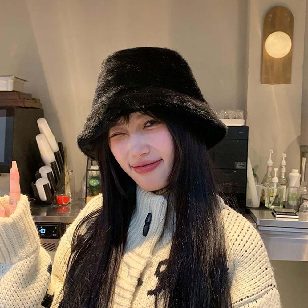 Warmer Plush Basin Cap Temperament Anti-cold Bucket Hat Elegant Winter Fisherman Hat  Men