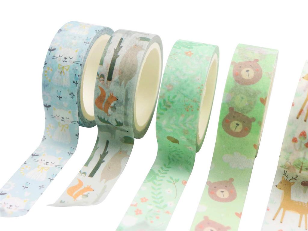 Yubbaex Masking Cute Designs of Favorite 15mm Perfect for Gift DIY and Notebook Decorations 8 Tape, Kids' Animals, Wide, Wrapping, Crafts, (Cute Zoo,