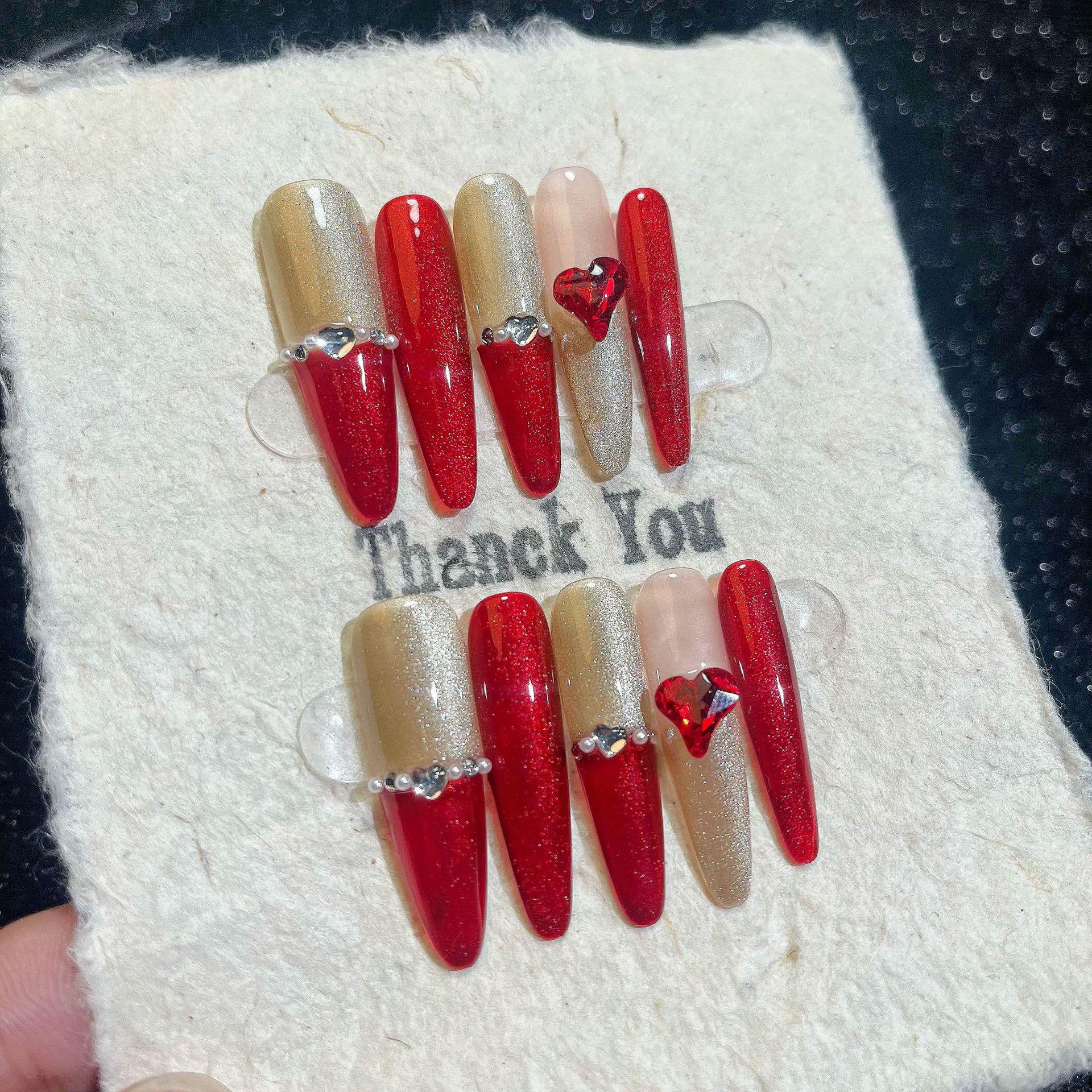 

Handmade Long Pointed Cat Eye Nails - Boss Lady Autumn/Winter Collection Medium