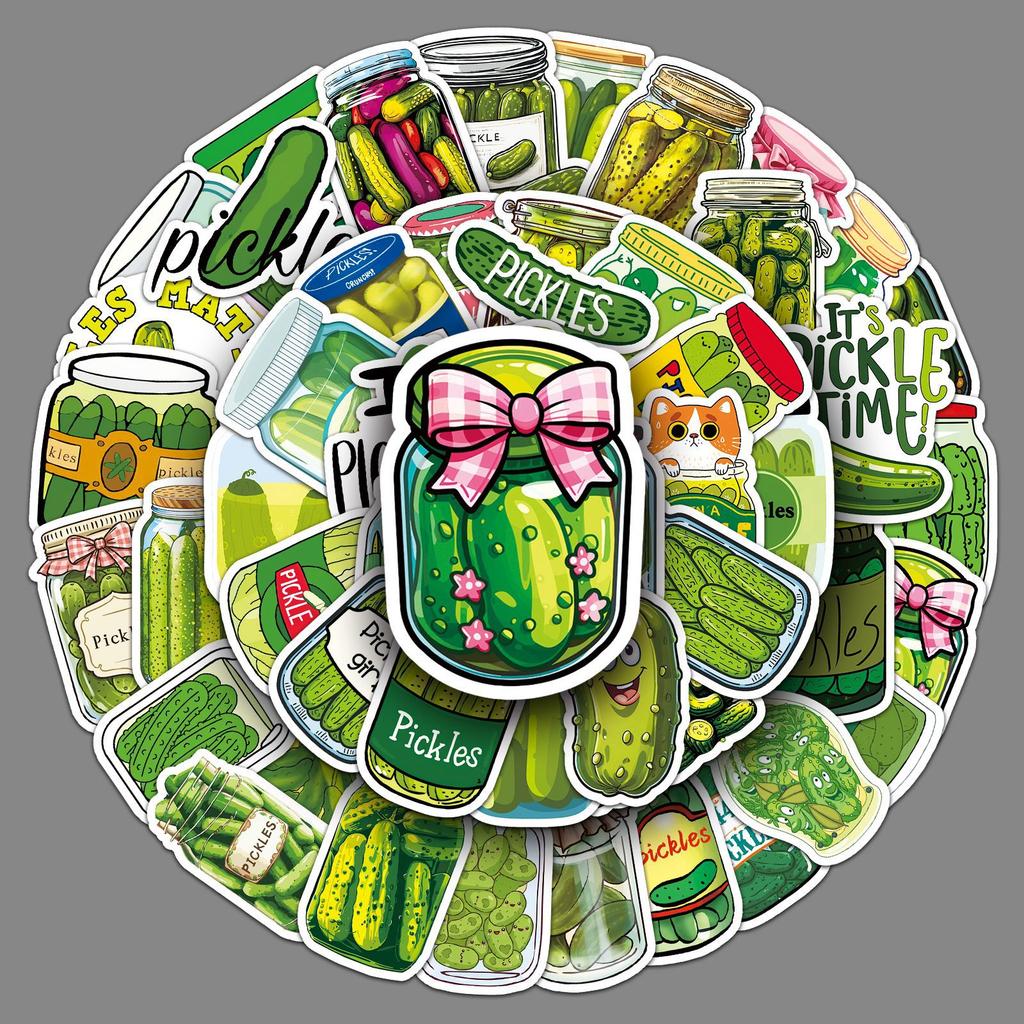 50 Sour Cucumber Cartoon Stickers Personalized Funny Food Decorative Water Cup Computer Suitcase Creative Stickers