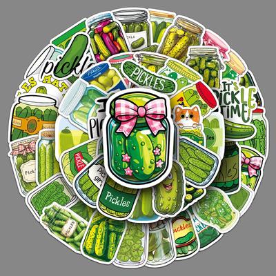 50 Saure Gurke Cartoon Aufkleber Personalisierte Lustige Lebensmittel Dekorative Wasserbecher Computer Koffer Kreative Aufkleber