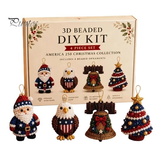 Kit de perles 3D d'animaux réalistes pour perlage DIY, Ensemble d'artisanat de perles de Noël, Activité interactive parent-enfant Kit de broderie facile fait main pour enfants G
