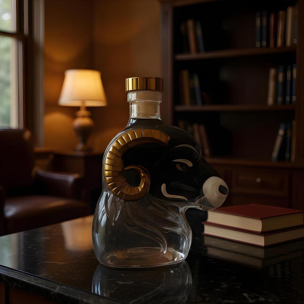 Liquor Decanter Empty Funny Sheep Glass Animal Whiskey Decanter Liquor Bottles For Vodka Tequila Wine Cocktail Brandy Home Decor