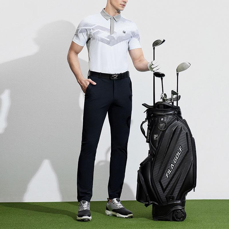 Fila Golf Series Solid Color Elite Knit Casual Pants Men Bottoms Deep-Black A11M415603F-BK