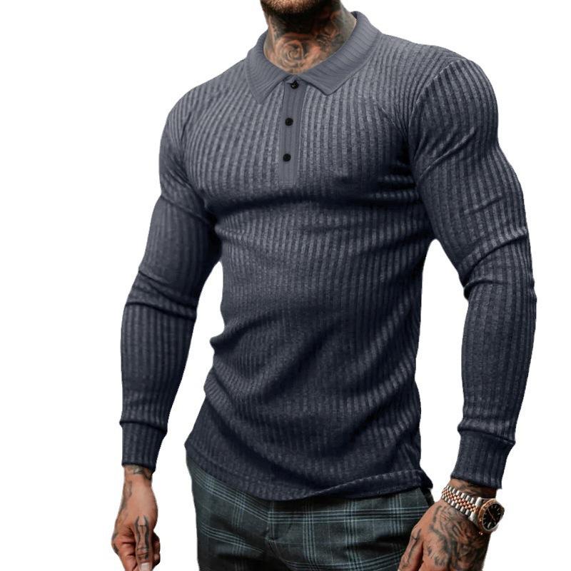 Autumn Men's Long-sleeved T-shirt Anti-stripe Loose Lapel Long-sleeved Polo Shirt Men's Tops