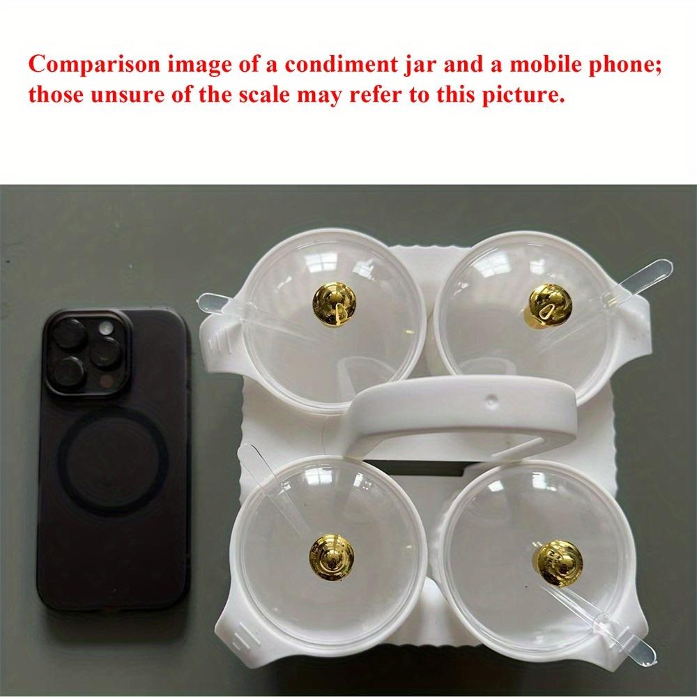 Kreatives 4-Fächer-Gewürzglas-Set für die Küche mit Griff Transparentem Deckel Gewürzbox Gewürzzubehör Küchenzubehör