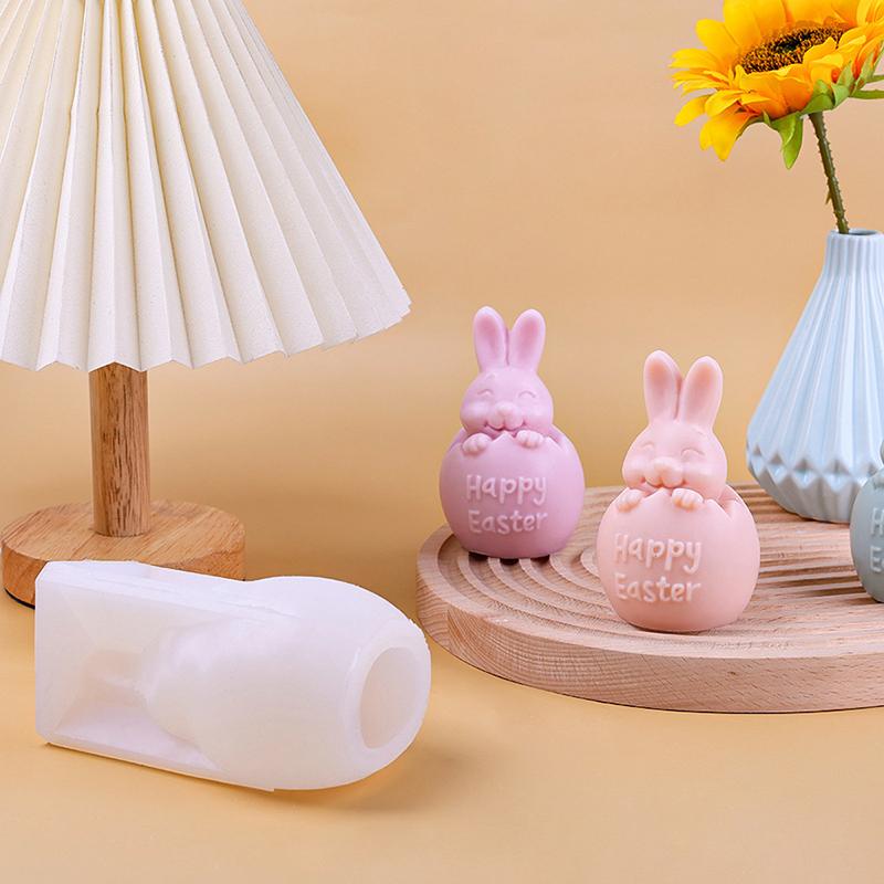 

Easter Eggshell Rabbit Candle Silicone Mould Animal Vertical Eared Bunny Resin Making Chocolate Mold Painting Plaster Fest Gifts