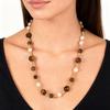 Stylish Tigers Eye Bead Necklace With Round Pearls Professional Craftsmanship Sturdy Hand strung Beaded Necklace