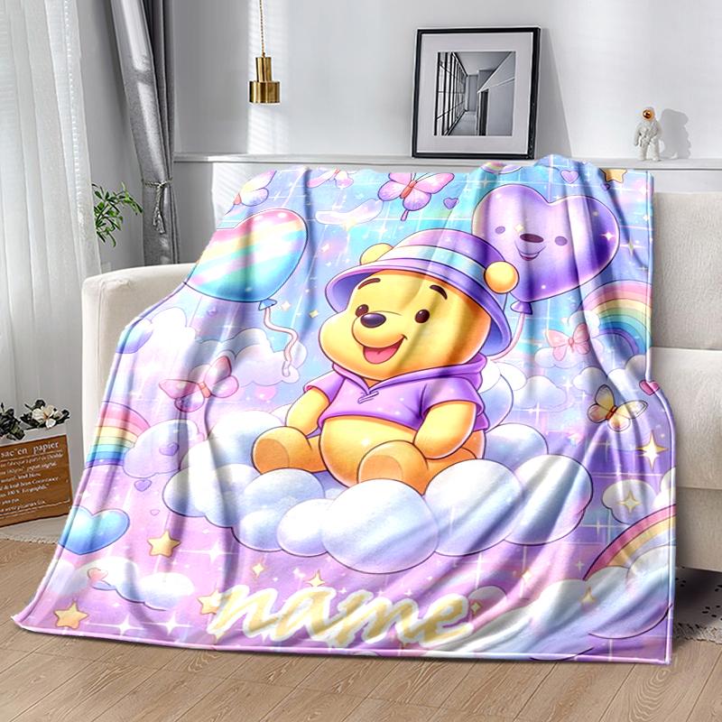 Customiz Name Personality Winnie the Pooh Blanket Soft &Warm Sofa Office Bed Travel Lunch Break Blanket, Gift Suitable All Seasons