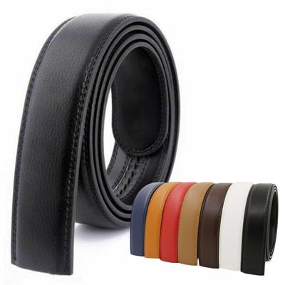 SEVEN EBISU Men's Replacement Belt, No Holes, Auto-Lock, 35mm, 130cm Long, Genuine Leather, Large Size, No Buckle (Black with Black Lining)