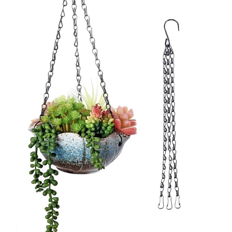 Hanging Basket Flower Pot Chain Hydroponic Plant GrowsTool with 3 Hooks Ornament
