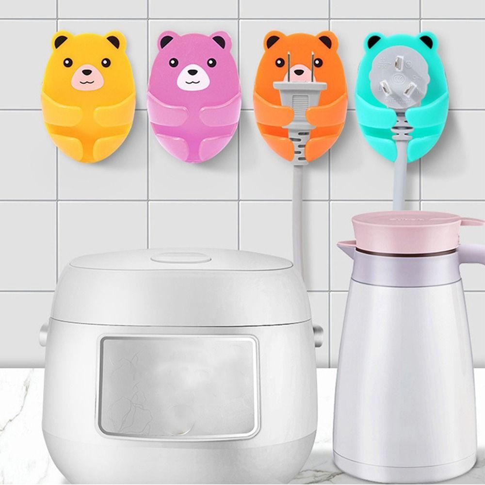 4Pcs Plastic Power Plug Holder Wear-Resistant Hug Bear Hook Excellent Bear Plug Bracket  Bathroom