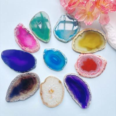 10pcs Natural Agate Geode Polished Irregular Crystal Slice Stone With Hole DIY Pendant Mineral Home Decoration Healing Crystal
