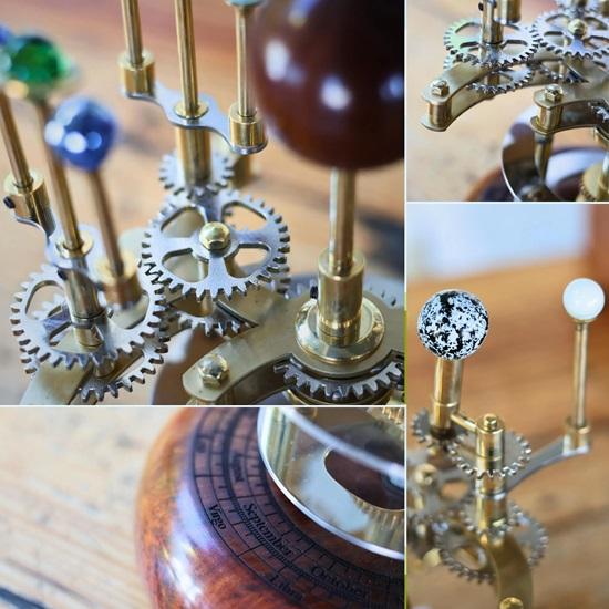 25.4 Cm Luxury Decor Piece for Book Shelves Brass and Steel Orrery A Functional Model of the Solar System with Multi Celestial Bodies