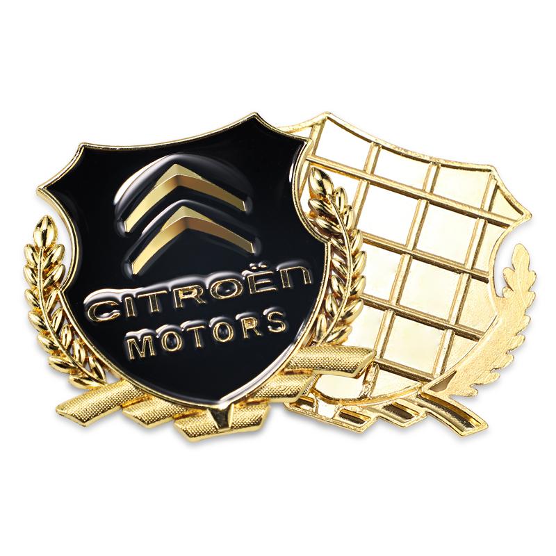 YKKBG1 3D Car Metal Car Leaf Side Logo Badge Sticker For Citroen C3 C5 AIRCROSS C5X C4 Cactus PICASSO e-C3 e-C4 C1 C-Crosser C2 Celysee