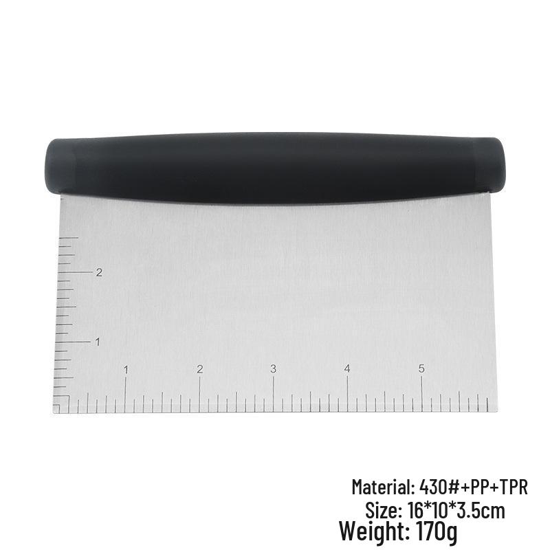 Stainless Steel Baking Cream Scraper with Scale, Dough & Cake Cutter, PP Handle чёрный