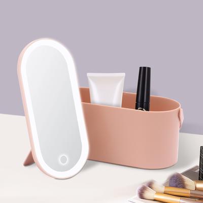 Makeup Case with Touch LED Light Mirror Organiser Pink Makeup Storage Box Rechargeable Battery Cosmetic Storage Box Portable Mak