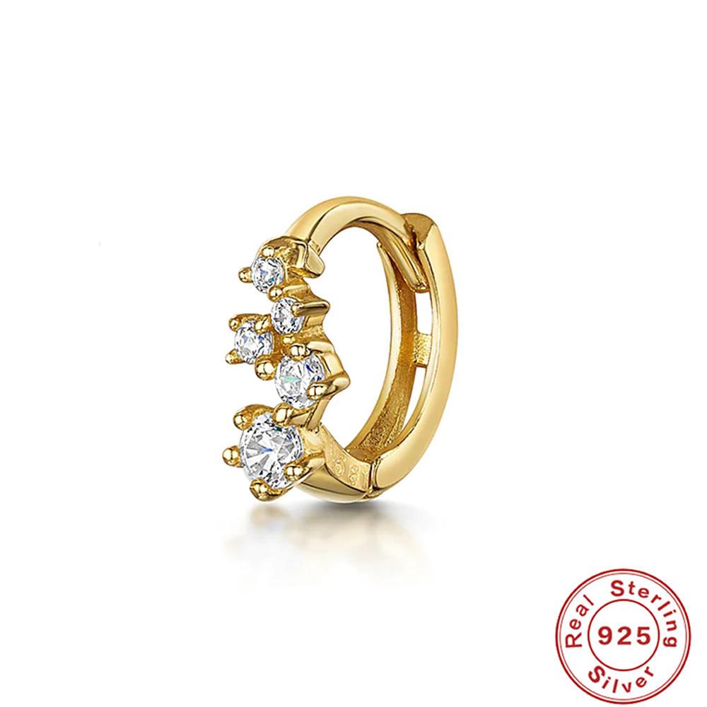 S925 Sterling Silver Cartilage Piercing Zircon Diamond Earrings Ear Buckle Earrings Earbone Ring Hipster Earrings