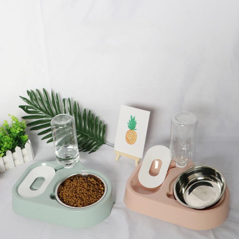 Cat Stainless Steel Bowl for Cat Double Dog Bowl Automatic Water Drinker Food Feeder Dispenser Pet Food Drink