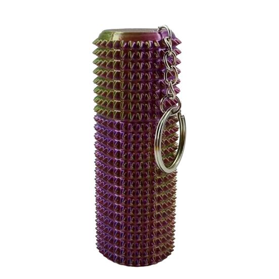 Spiky Grippie Stim Fidget Toy with Keychain Stress Relief 3D Printed Storage Box Pain Stimming Tool Teens Adults Portable Bumpy Roller Sensory Toy