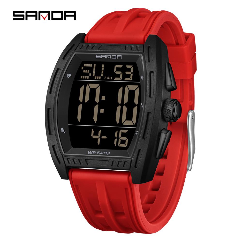 Sanda Student Dual-Time Waterproof Luminous Barrel-Shaped Watch for Men - Model 6328