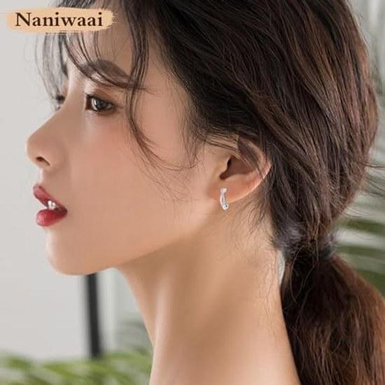 Earrings Ladies Popular High-Quality Zirconia Metal Allergy Friendly Twist Hoop Ring Silver 925 18K Gold Plated Simple Stylish Accessories Gift White