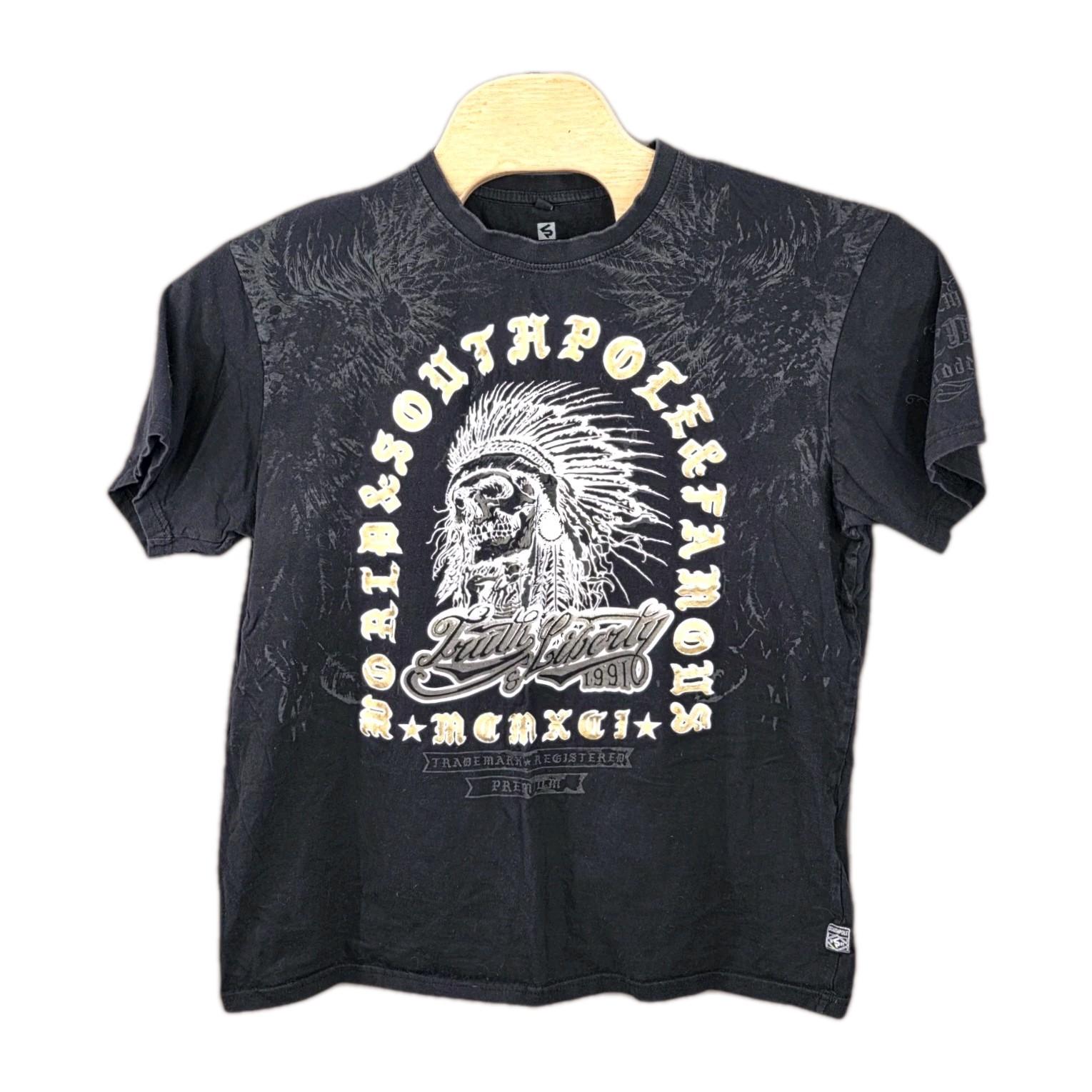 Vintage Y2K Southpole T-Shirt Mens XL Skull Headdress Graphic Tee Hip Hop Street Unisex T-Shirt XXXL