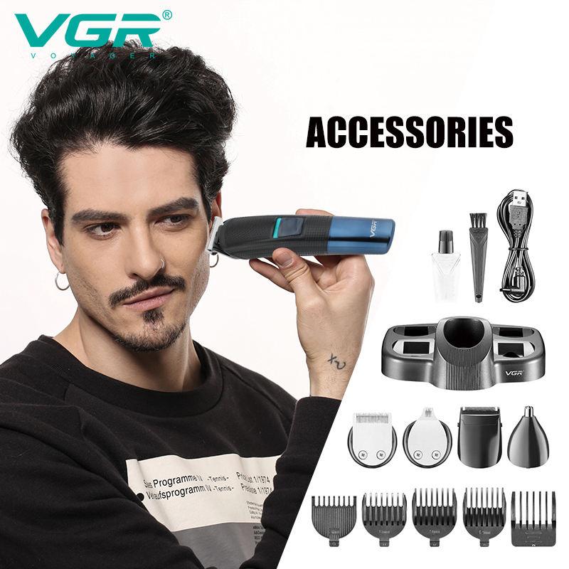 Original VGR 108 Multi-functional Hair Clipper 5-in-1 Rechargeable Shaving Nose Sideburns Electric Trimmer for Men Electric Digital Display LED Shaver