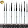 10-teiliges Kunstpinsel-Set mit rundem Kopf, Nylonhaar, für Künstler, Acrylmalerei, Stift, Öl, Aquarell, Silber, kurzer Stab, Kunstbedarf