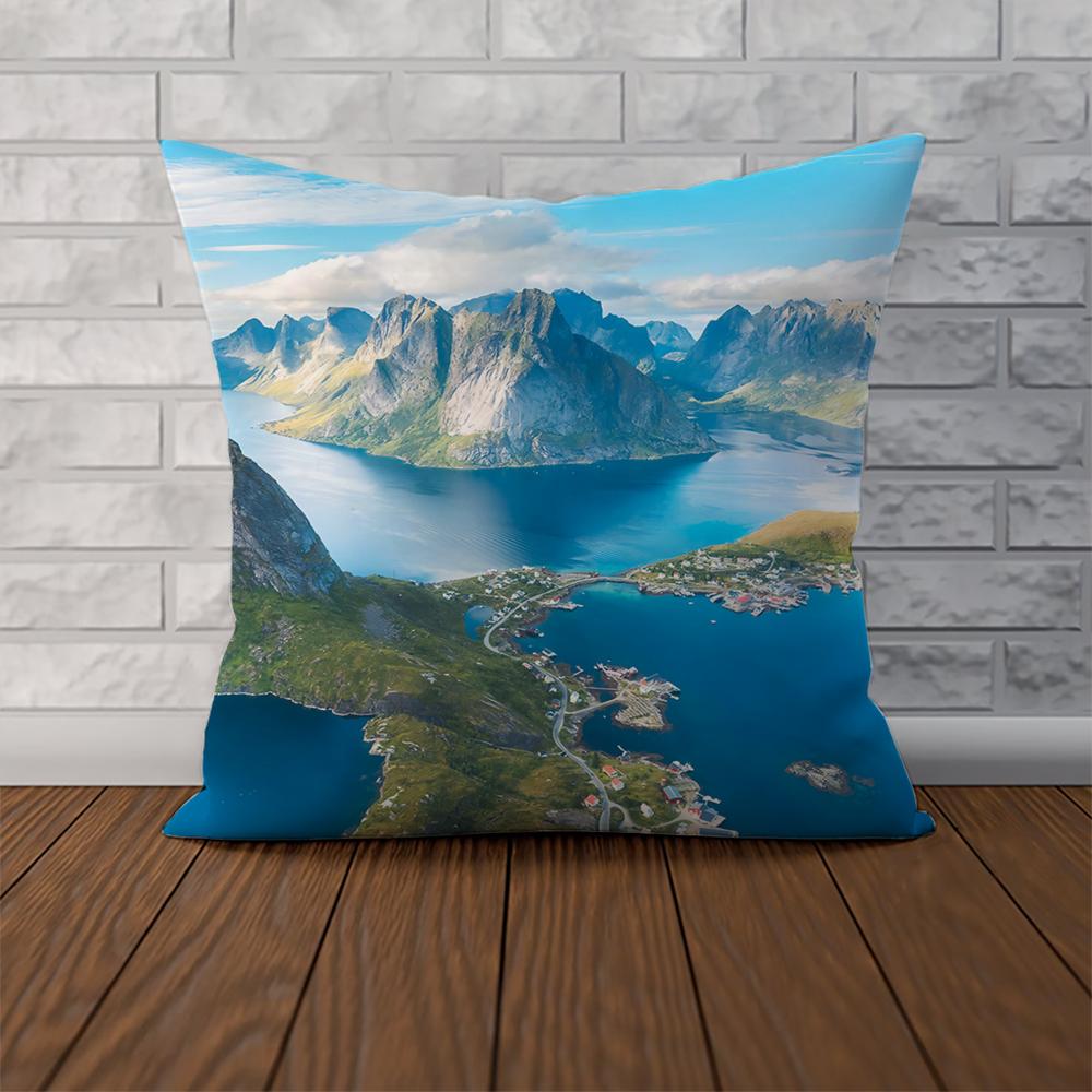 Mountain Natural Ins Nordic Pillow Case For Car Sofa Decorative Home Double-sided Print Plush Square Throw Pillow Cushion Cover