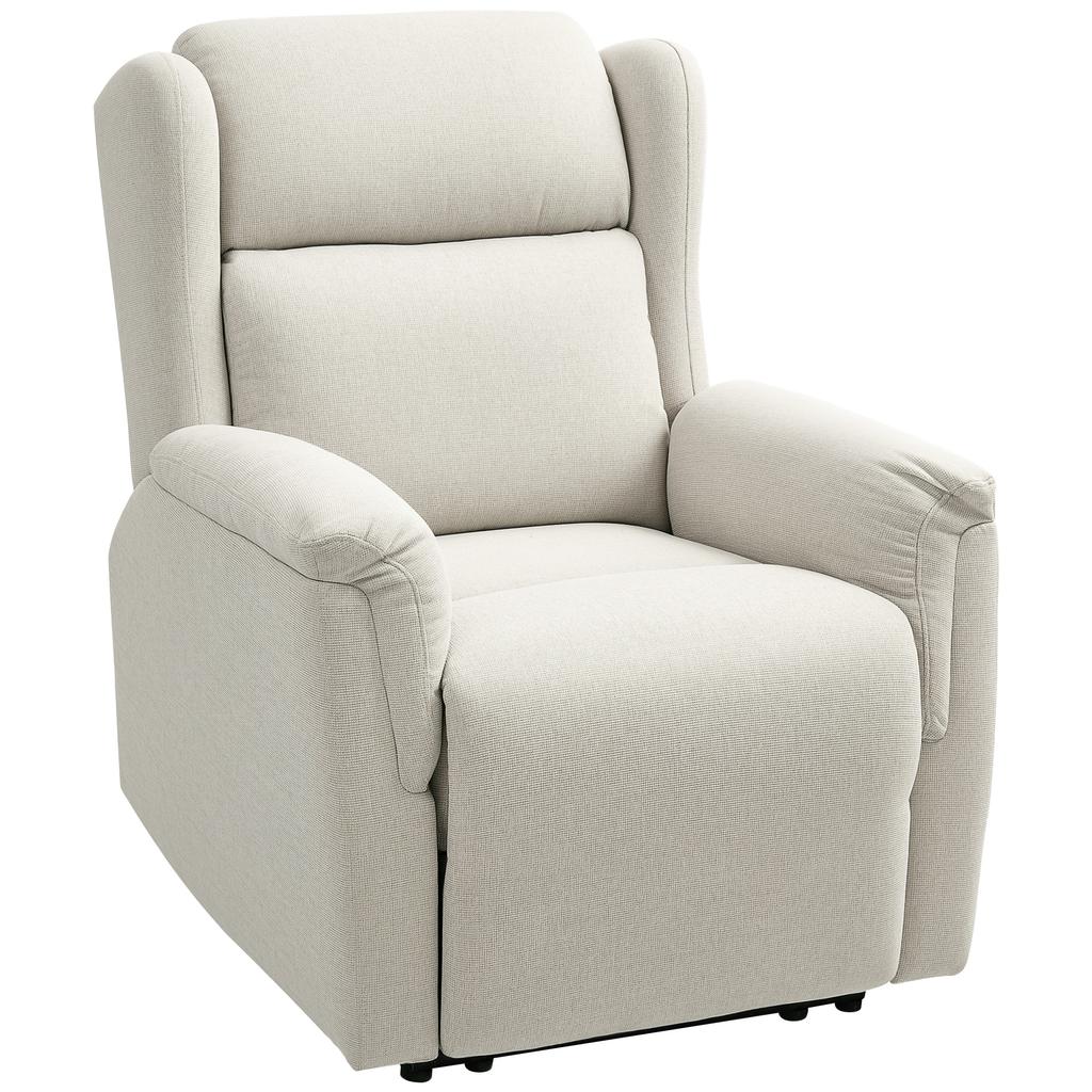 Recliner, Adjustable Upholstered Chair with Footrest, Reclines 160 degrees, Linen Look, Quick Assembly, Beige