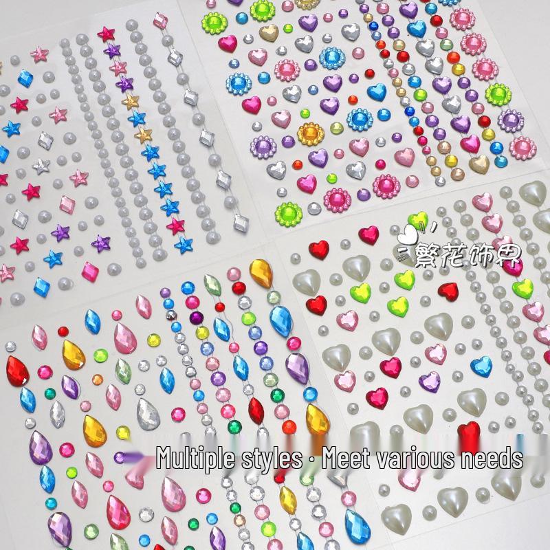 DIY Cross-Border Face, Eye, Brow, and Nail Decor Stickers with Pearls and Diamonds