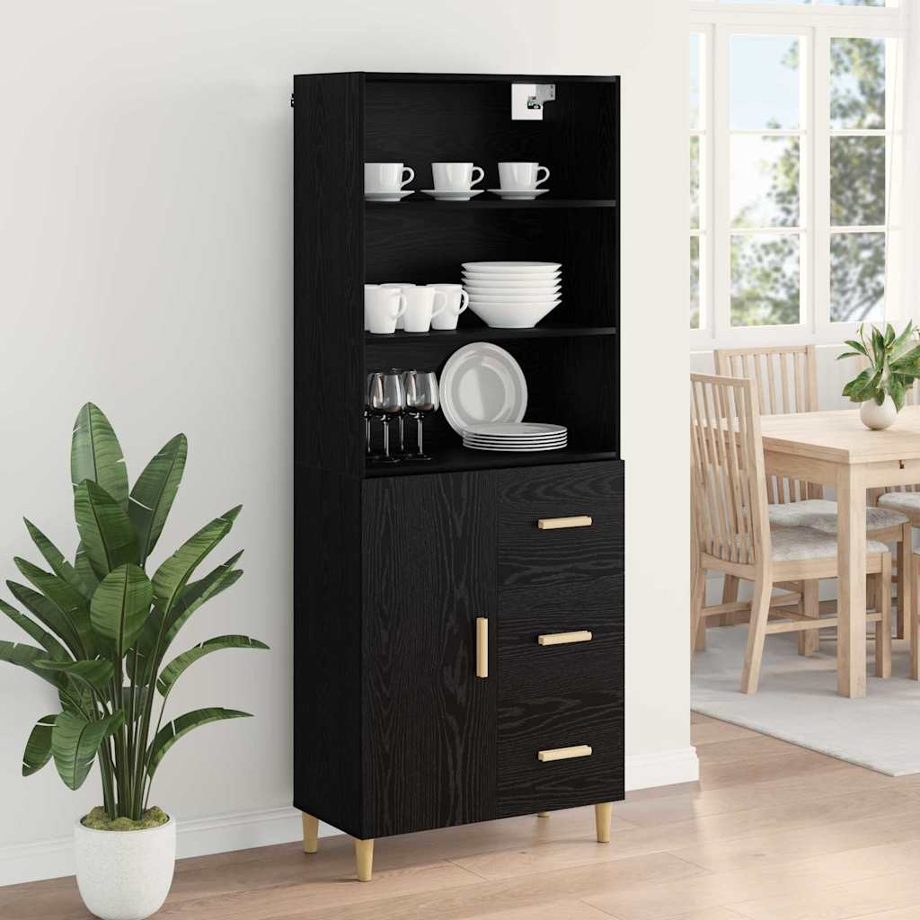 Highboard Black Oak Effect 69.5 x 32.5 x 180 cm