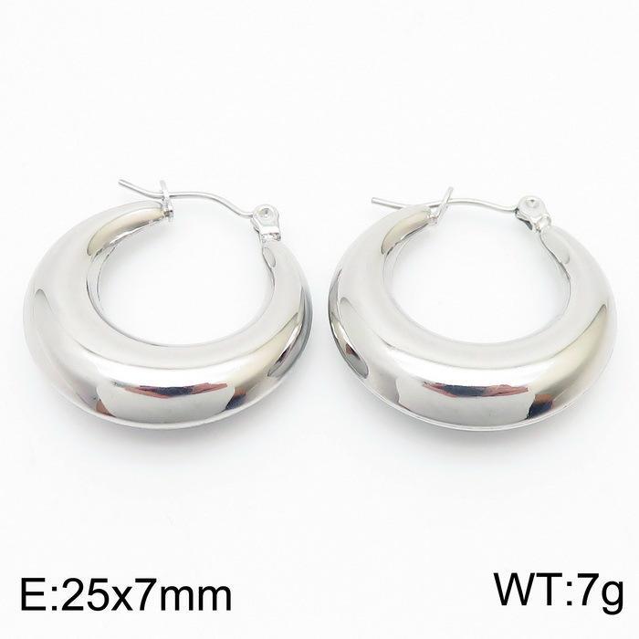 Minimalist High-End Glossy Oval Stainless Steel Hoop Earrings Vintage Elegant Women s