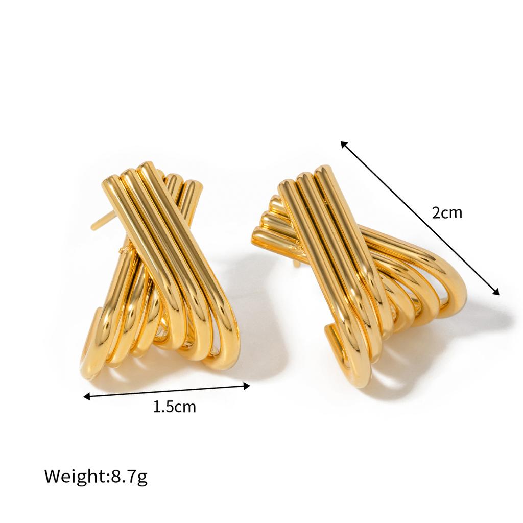 Yori Mode Minimalismus Edelstahl Einfache Linie X-förmige Ohrringe Junge Persönlichkeit Hochwertiger Schmuck Damen