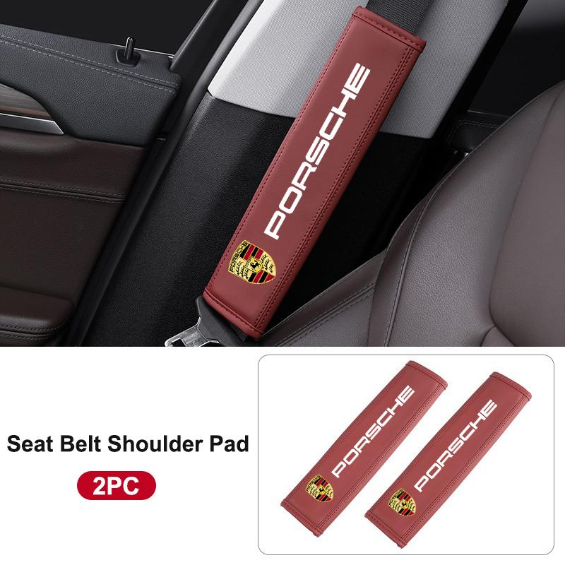 2PCS Car Seat Belt Cover Safety Belts Shoulder PadS for Porsche Panamera Spyder Carrera Macan Boxster Cayman Cayenne Accessories