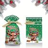50pcs Christmas Drawstring Gift Bags, Festive Cartoon Reindeer, Santa, Snowman Designs, Plastic Party Favor Pouches with Ribbons for Holiday Presents