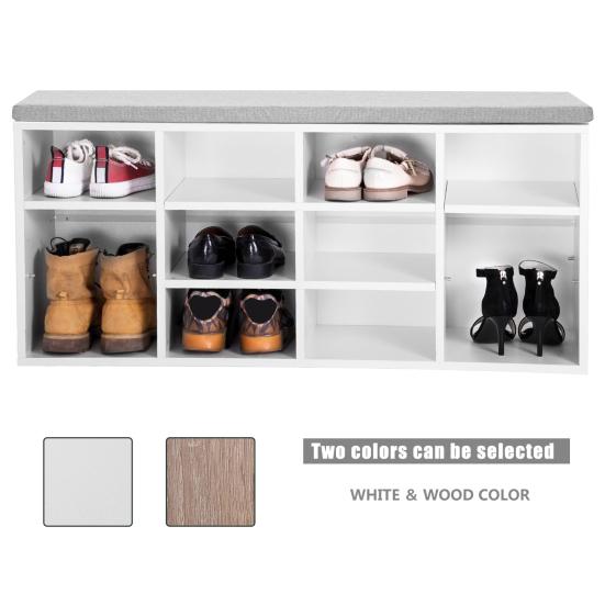 Modern Simple Chipboard Shoe Cabinet with Cushion Hallway Storage Shelf Rack