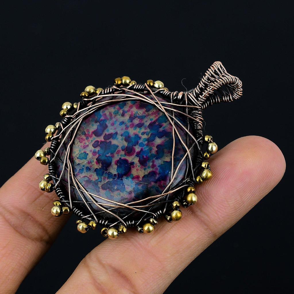 Multi Flash Labradorite Pendant, 999 Copper Wire Wrapped Jewelry, Handmade Pendant Gemstone Jewelry, Gifts For Wife Brand New Pendant