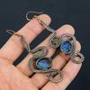 Labradorite 999 Copper Wire Wrapped Earrings, Handmade Gemstone Earrings Jewelry, Gifts For Wife Brand New Earrings