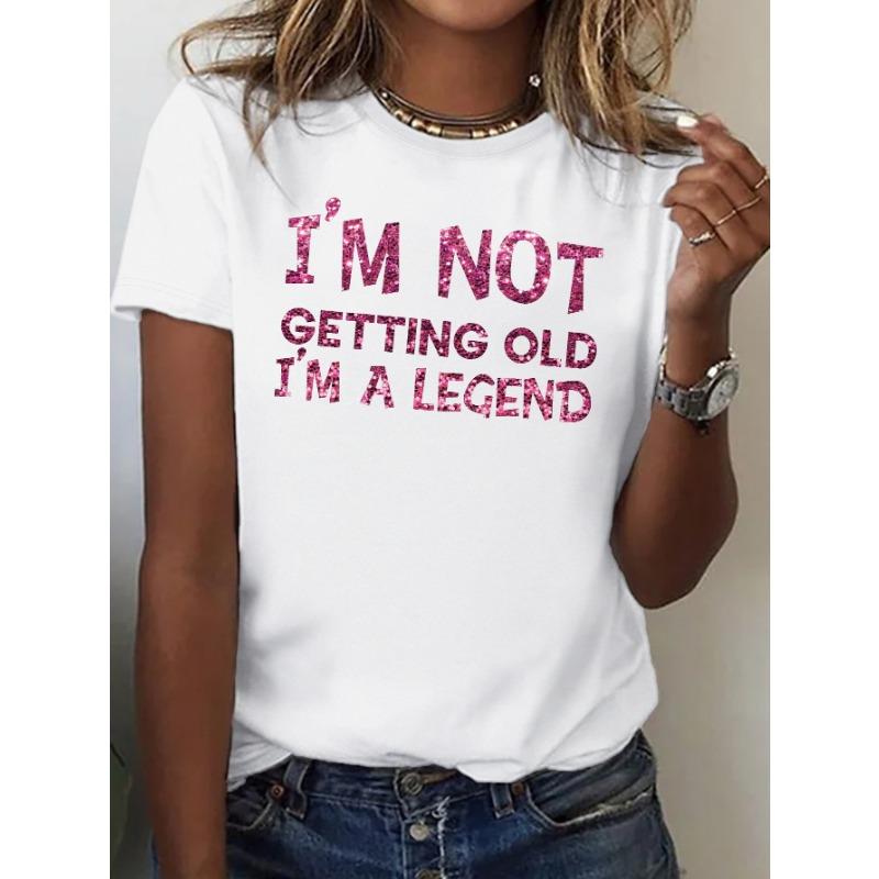 

Funny Letter Print Crew Neck T-shirt, Casual Short Sleeve Top for Spring & Summer, Women s Clothing Graphic Gothic T Shirts S
