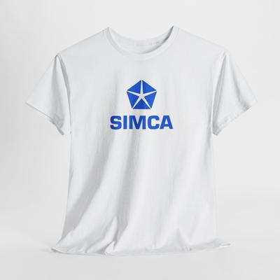Retro 1970er Simca Unisex Schweres Baumwoll-T-Shirt Tops Tee | T-Shirt im Vintage-Stil, Freizeitkleidung