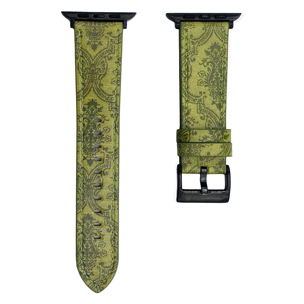 Zelený kožený řemínek pro Apple Watch 8/7/SE/6/5/4