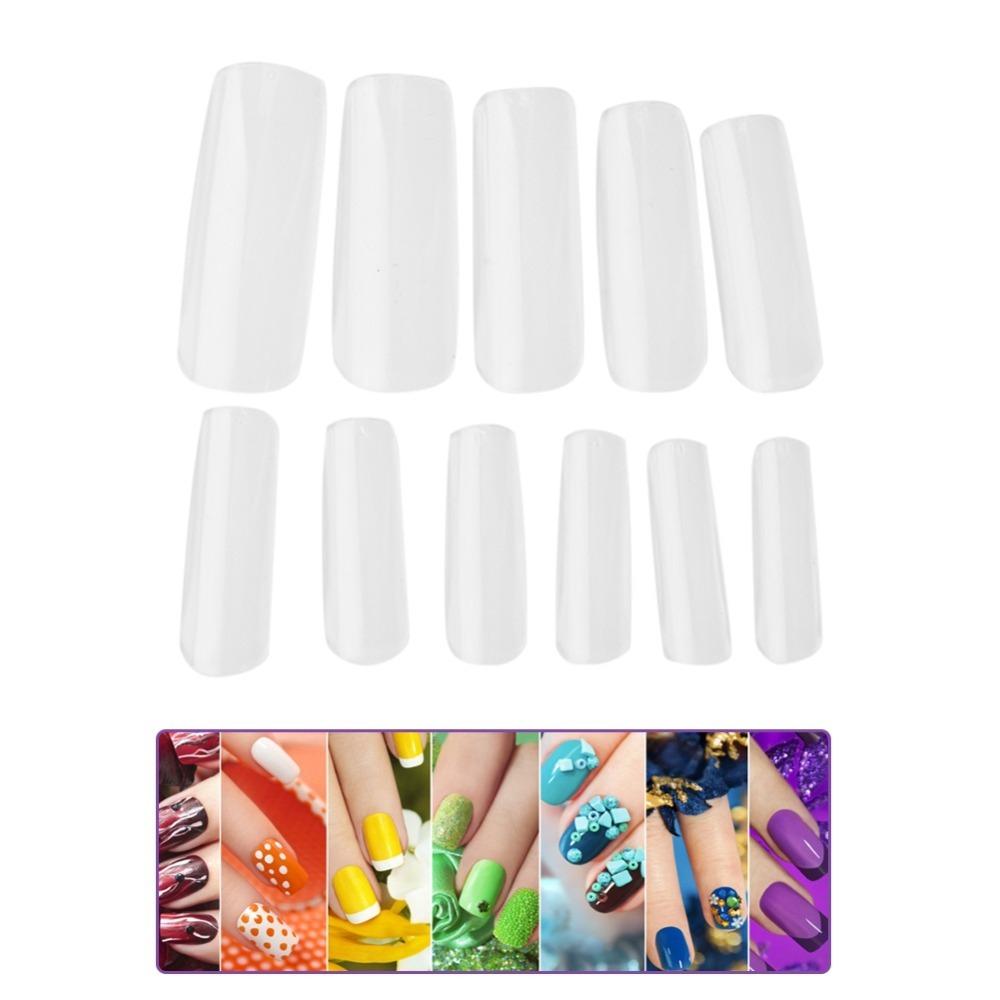500pcs Long Square Full Coverage False Nail Tips Salon Professional Manicure