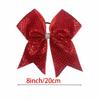 Red Bow Cheerleader Hair Tie with Glitter and Rhinestones