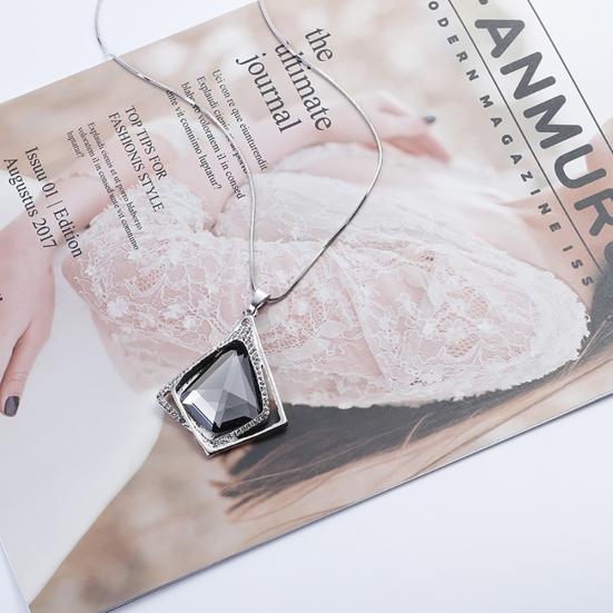 Women Diamond Pendant Long Sweater Chain Necklace Party Jewelry Gift