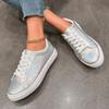 2024 Spring and Autumn High Quality Women's Sports Shoes Fashion Round Toe Solid Color Glossy Lace Up Women's Vulcanized Shoes