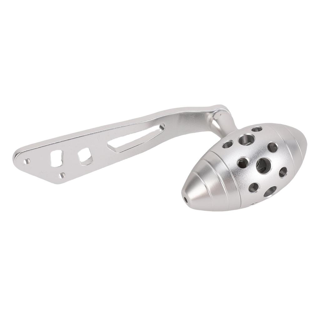 Fishing Reel Handle Silver White Aluminum Alloy Single Baitcasting Reel Power Handle with Olive Shaped Knob for