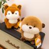Mini table with doll fox table with puva doll Siamese cat plush toy office ornament doll